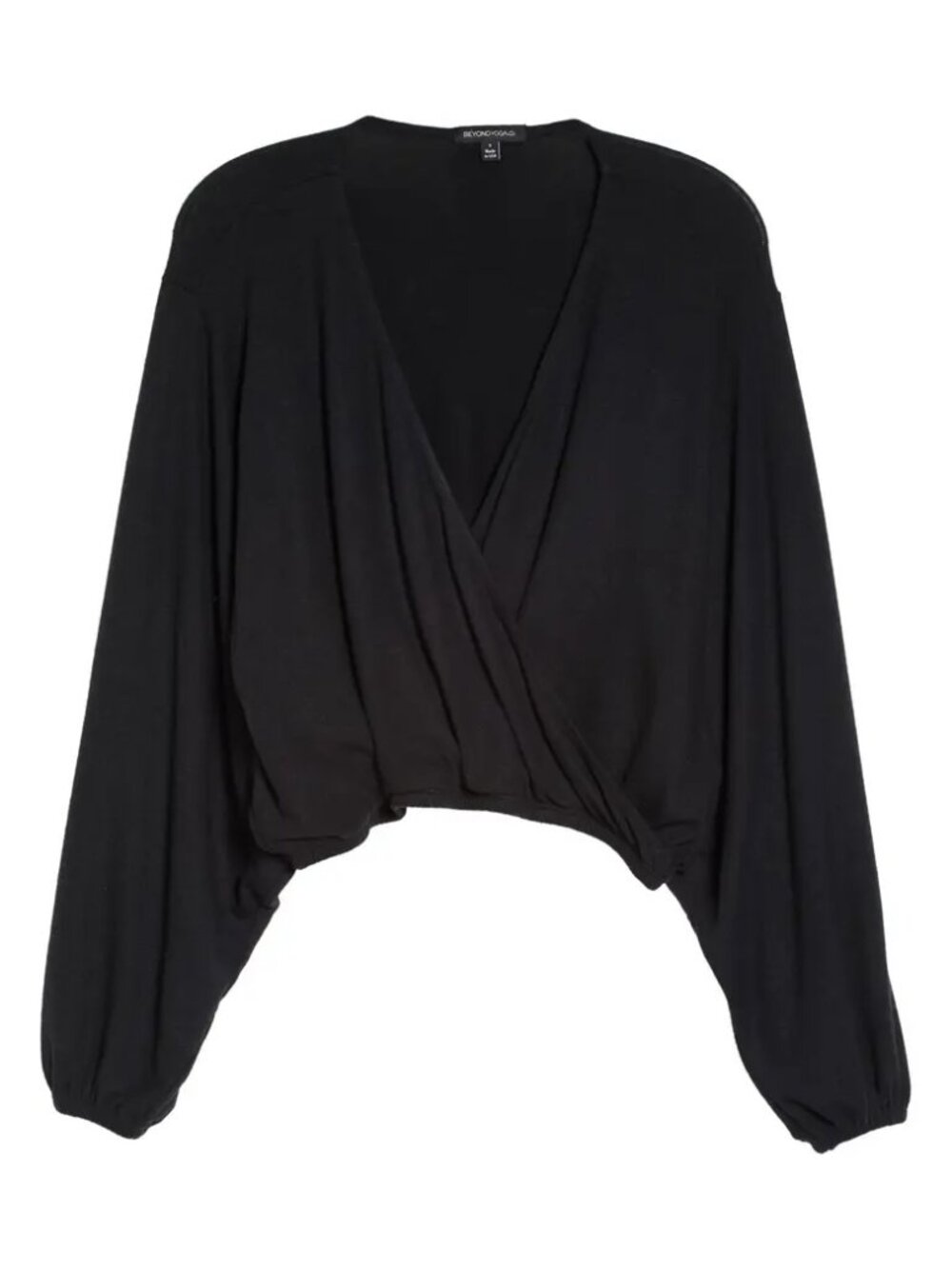 Beyond Yoga Black Wrap Top Cropped Long Sleeve Small Athleisure Cozy Loungewear